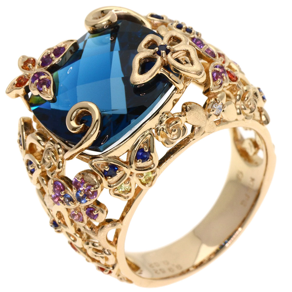 SELECT JEWELRY セレクトジュエリー セイレーンアズーロ ブルートパーズ サファイア リング・指輪 K18PG レディース 中古