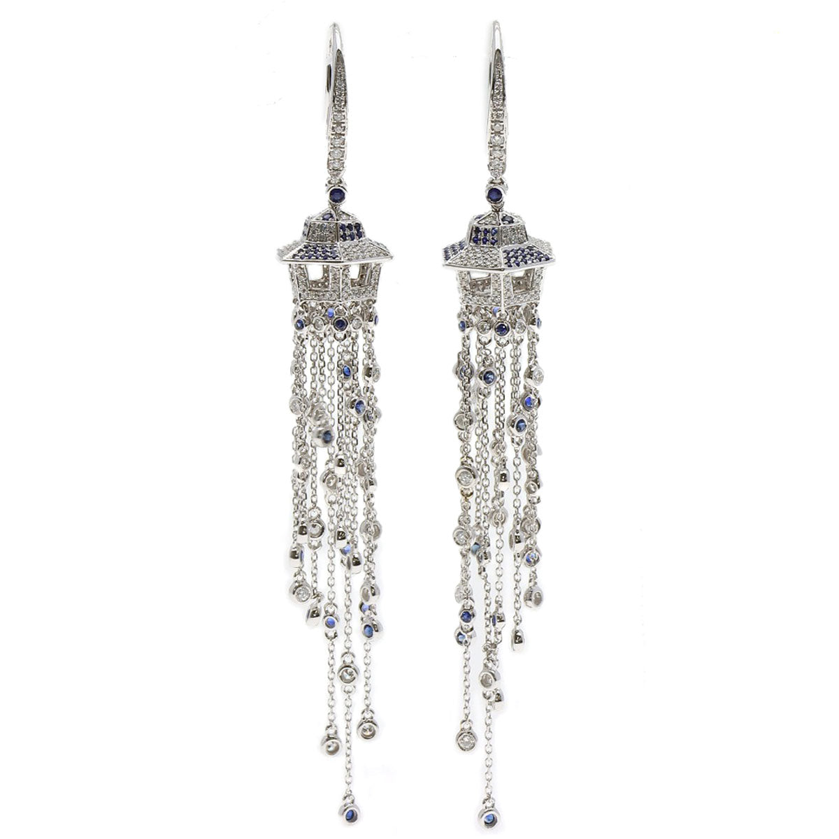 SELECT JEWELRY セレクトジュエリー サファイア ダイヤモンド ピアス K18WG レディース 中古