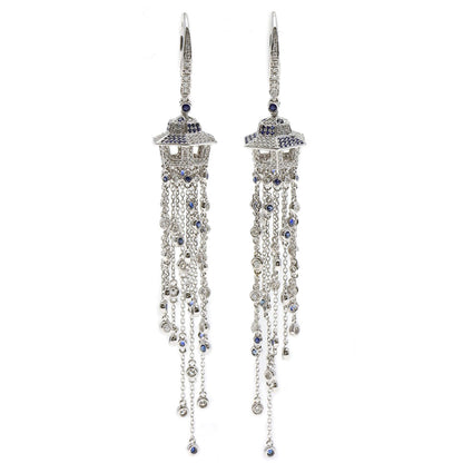 SELECT JEWELRY セレクトジュエリー サファイア ダイヤモンド ピアス K18WG レディース 中古