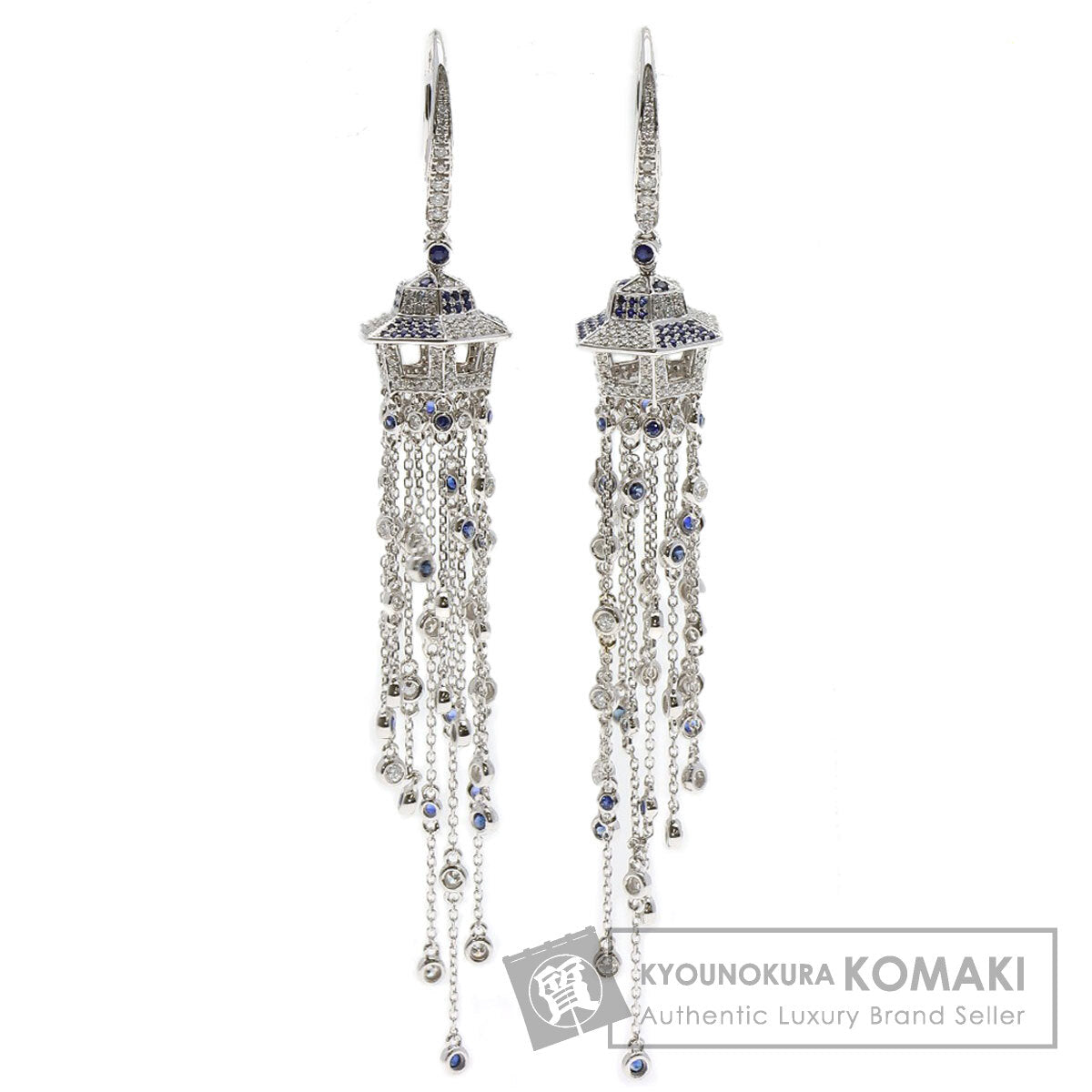 SELECT JEWELRY セレクトジュエリー サファイア ダイヤモンド ピアス K18WG レディース 中古