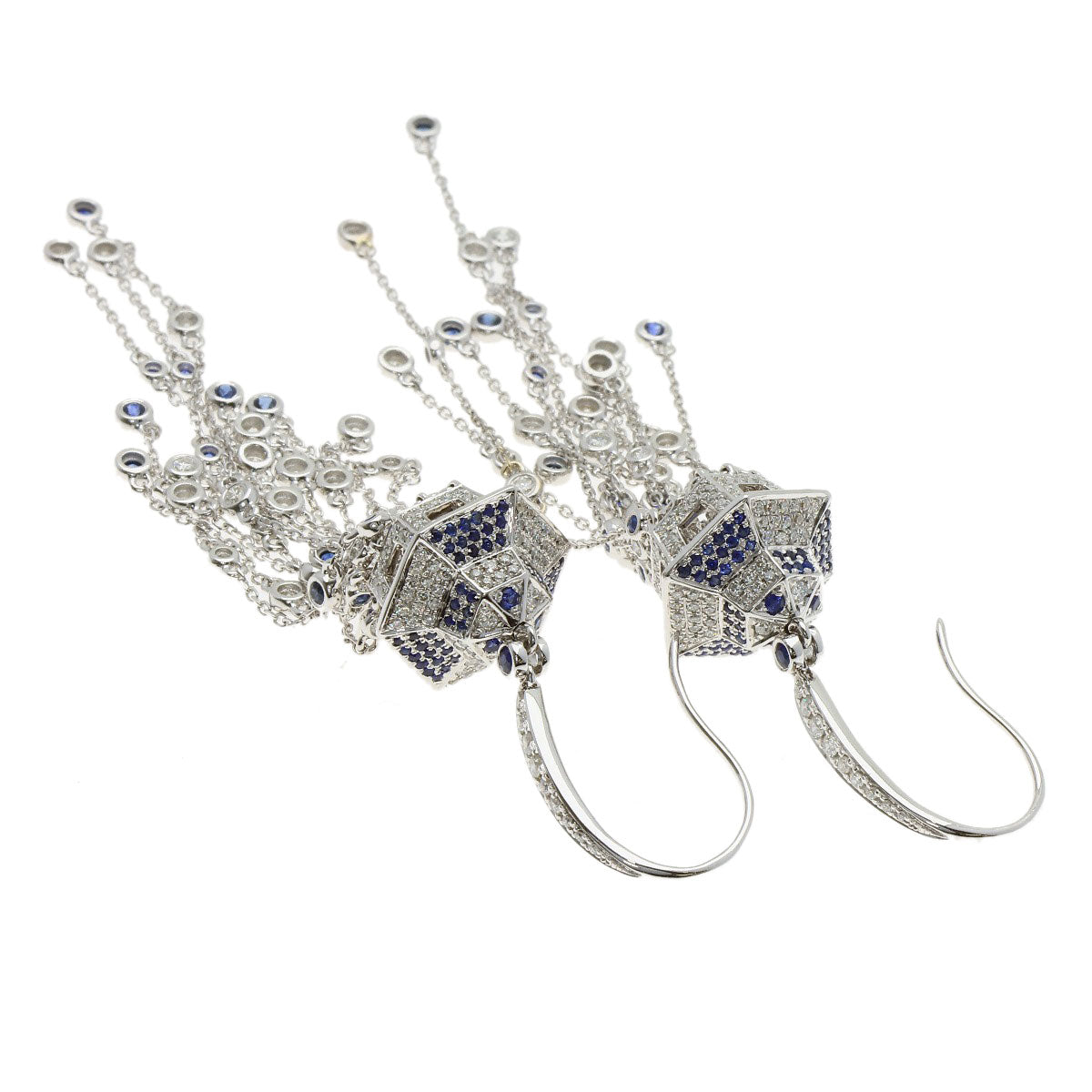 SELECT JEWELRY セレクトジュエリー サファイア ダイヤモンド ピアス K18WG レディース 中古