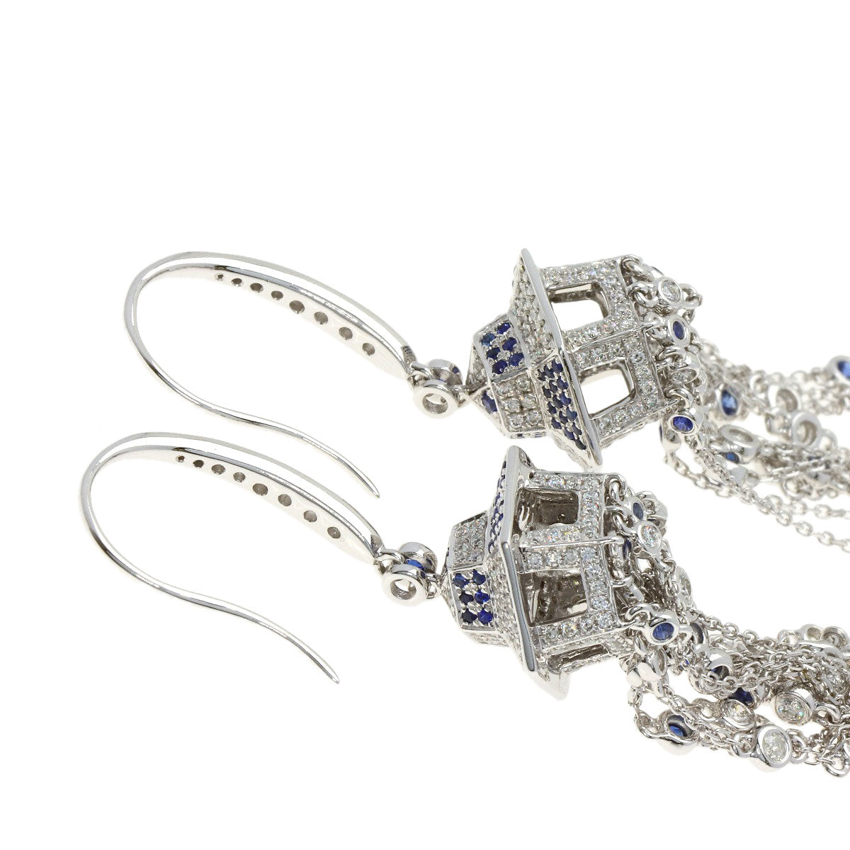 SELECT JEWELRY セレクトジュエリー サファイア ダイヤモンド ピアス K18WG レディース 中古