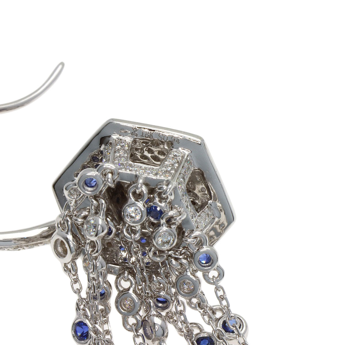 SELECT JEWELRY セレクトジュエリー サファイア ダイヤモンド ピアス K18WG レディース 中古