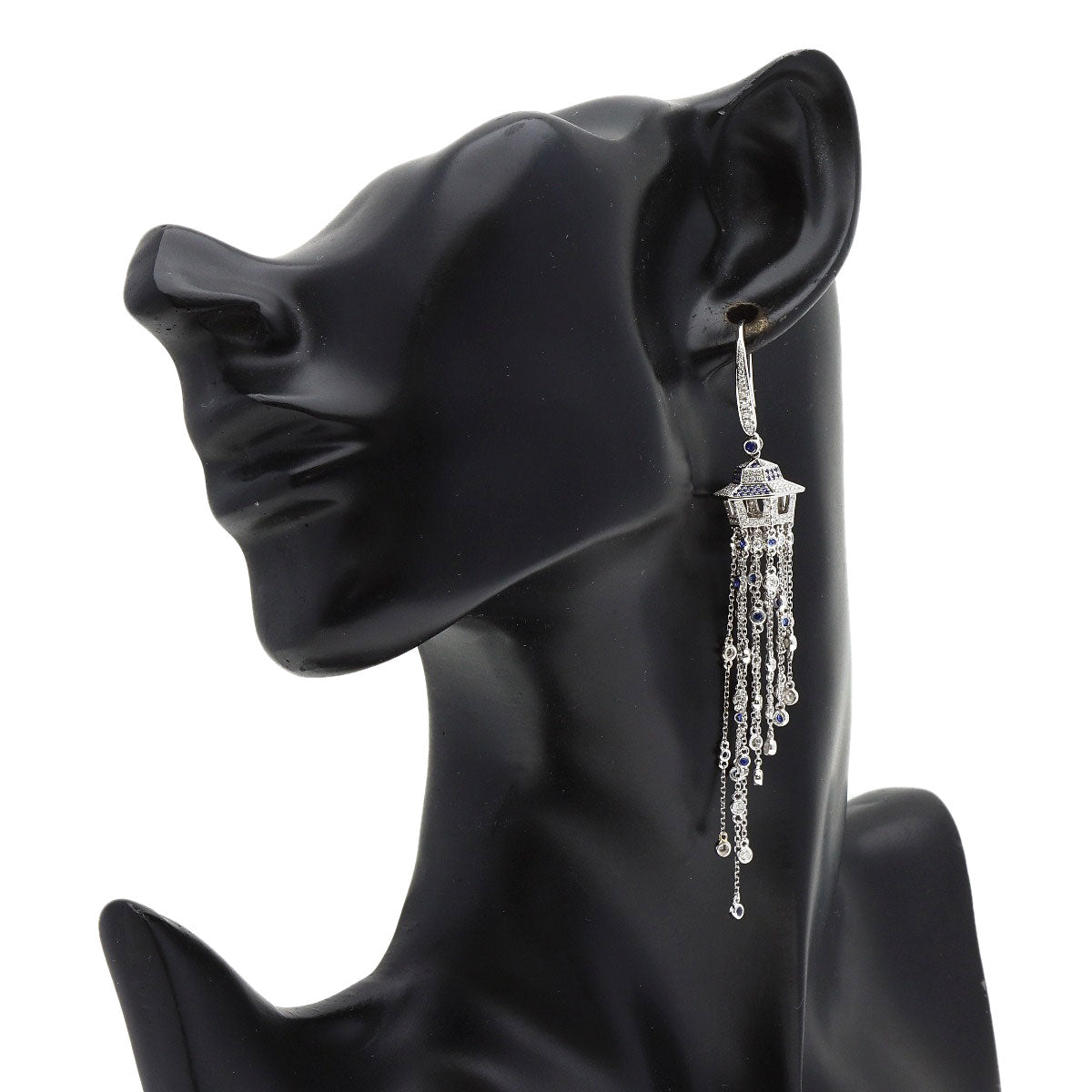 SELECT JEWELRY セレクトジュエリー サファイア ダイヤモンド ピアス K18WG レディース 中古