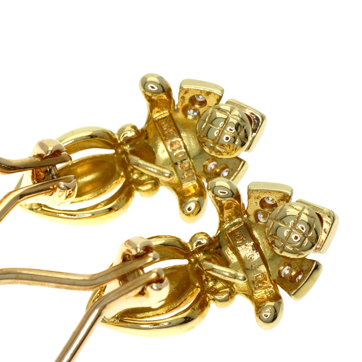 MIKIMOTO ミキモト パール 真珠 ダイヤモンド イヤリング K18YG レディース 中古