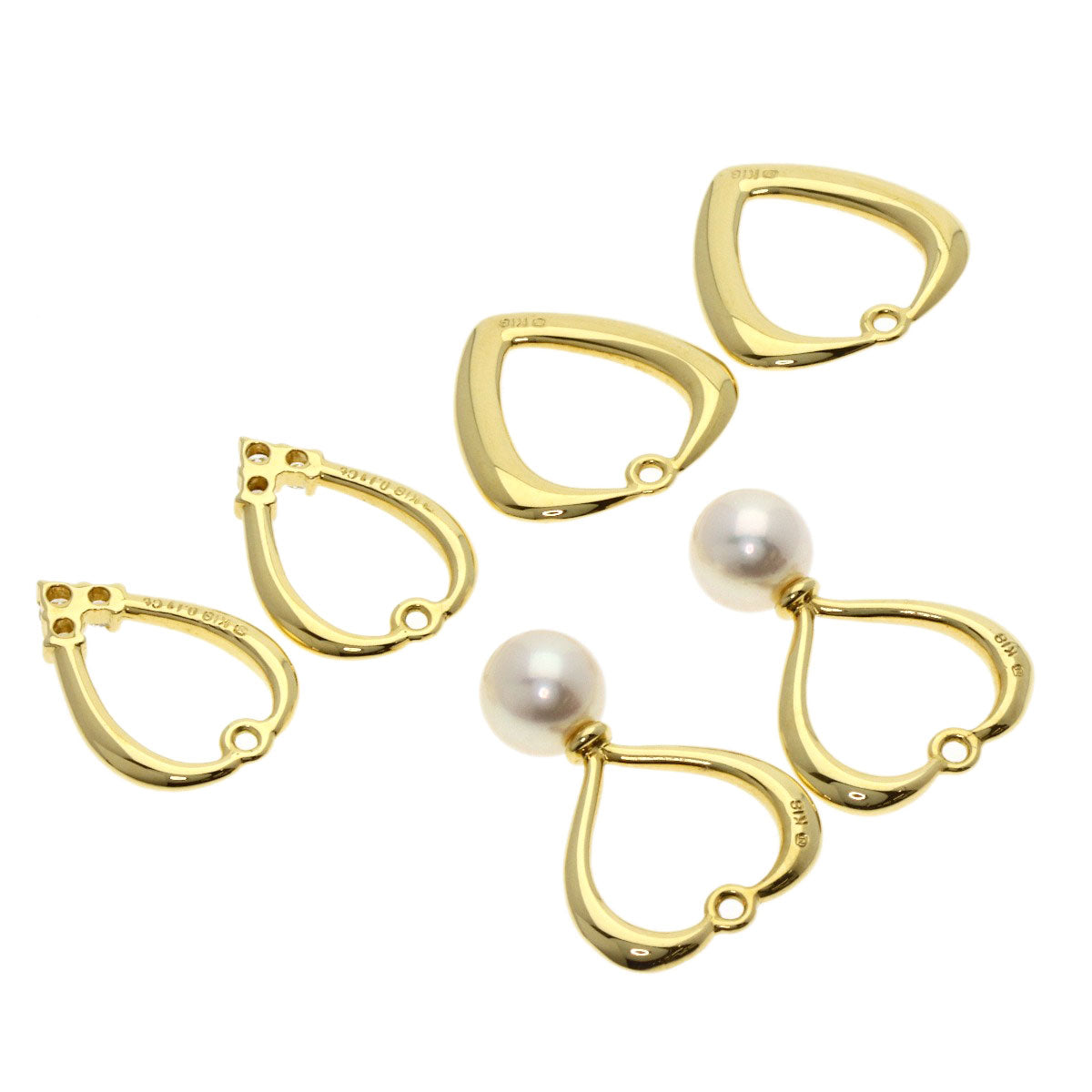 MIKIMOTO ミキモト パール 真珠 ダイヤモンド イヤリング K18YG レディース 中古