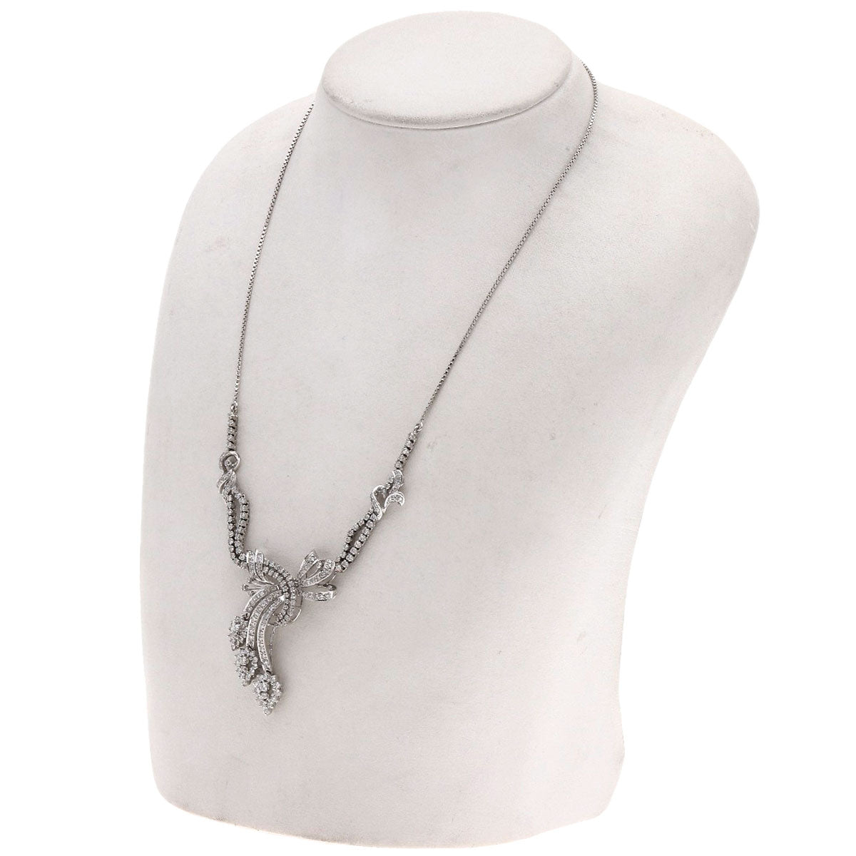 SELECT JEWELRY セレクトジュエリー ダイヤモンド ネックレス K18WG レディース 中古