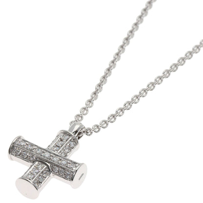 BVLGARI ブルガリ グリーク クロス ダイヤモンド ネックレス K18WG レディース 中古