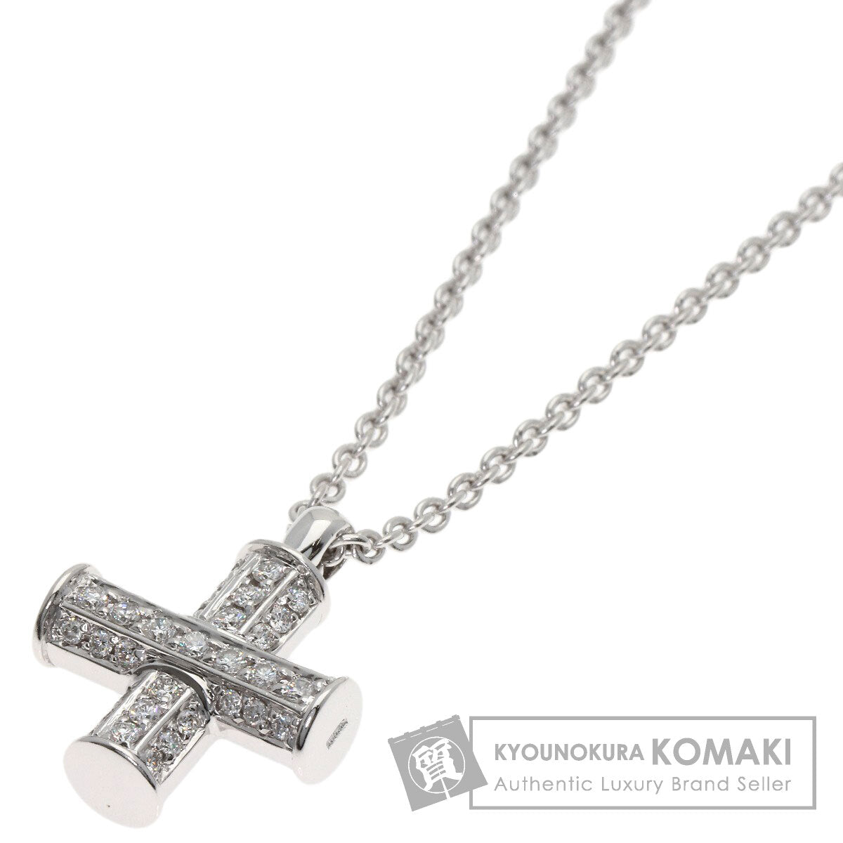 BVLGARI ブルガリ グリーク クロス ダイヤモンド ネックレス K18WG レディース 中古