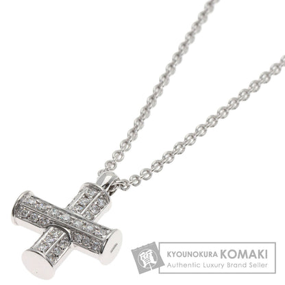 BVLGARI ブルガリ グリーク クロス ダイヤモンド ネックレス K18WG レディース 中古