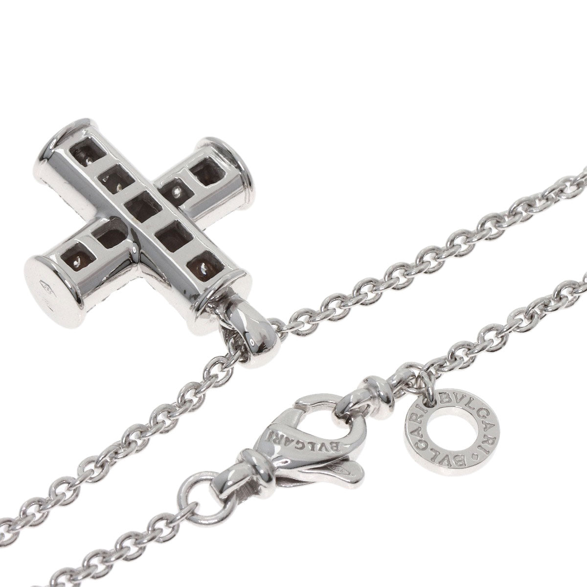 BVLGARI ブルガリ グリーク クロス ダイヤモンド ネックレス K18WG レディース 中古