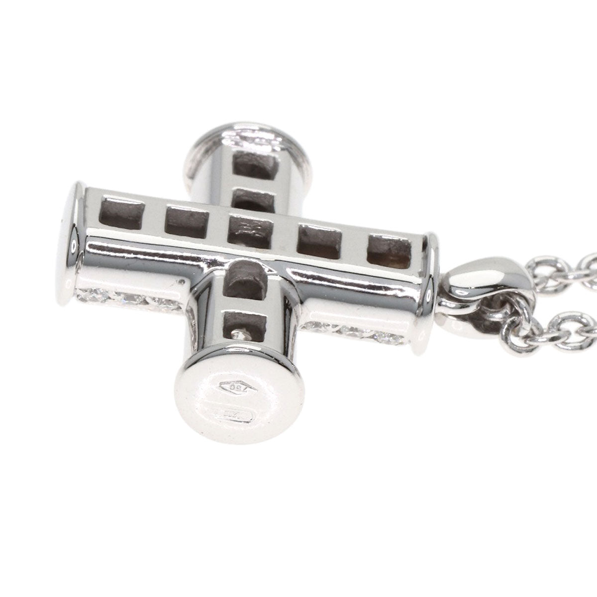 BVLGARI ブルガリ グリーク クロス ダイヤモンド ネックレス K18WG レディース 中古