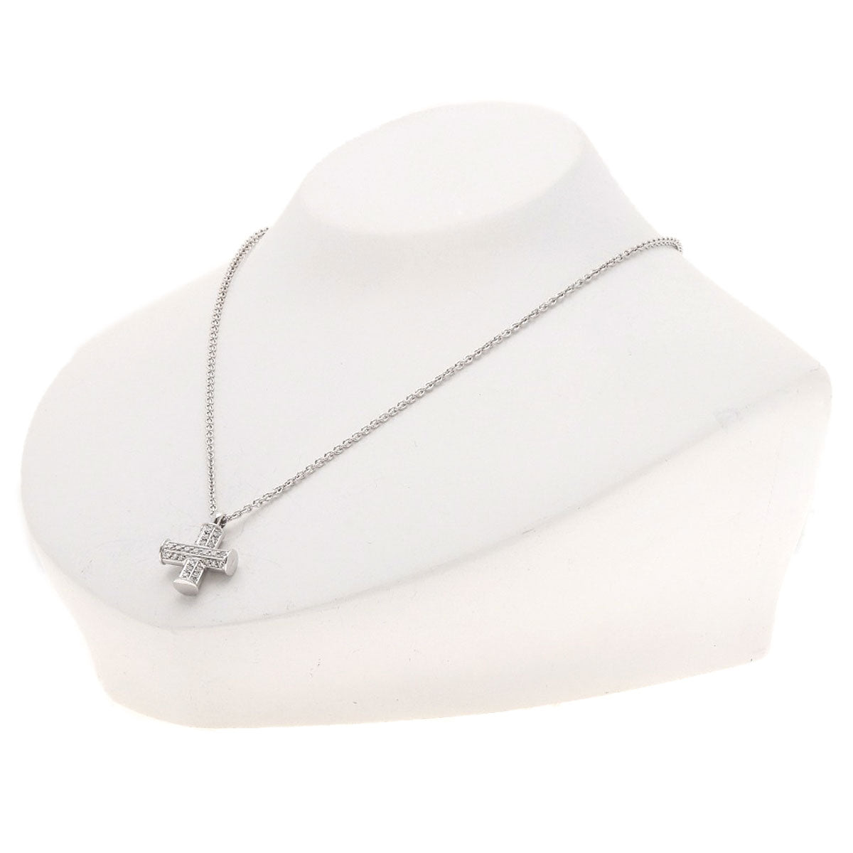 BVLGARI ブルガリ グリーク クロス ダイヤモンド ネックレス K18WG レディース 中古