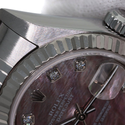 ROLEX ロレックス 79174NG デイトジャスト 10P ダイヤモンド 腕時計 SS レディース 中古