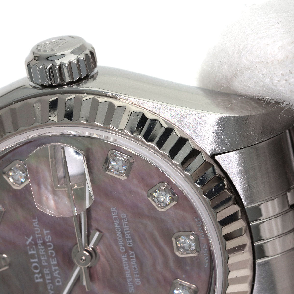 ROLEX ロレックス 79174NG デイトジャスト 10P ダイヤモンド 腕時計 SS レディース 中古