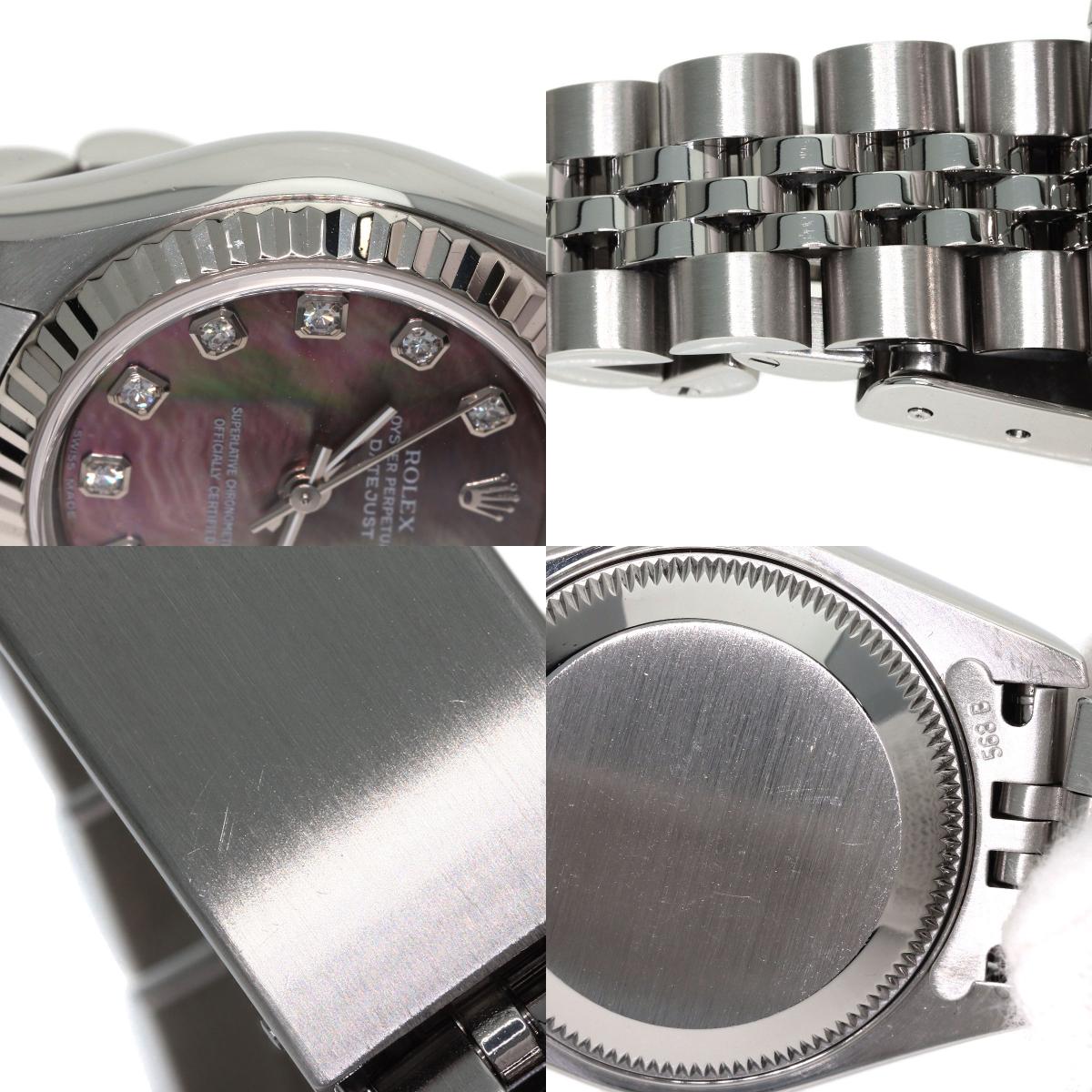 ROLEX ロレックス 79174NG デイトジャスト 10P ダイヤモンド 腕時計 SS レディース 中古