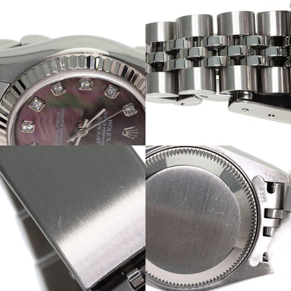 ROLEX ロレックス 79174NG デイトジャスト 10P ダイヤモンド 腕時計 SS レディース 中古