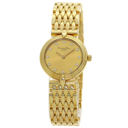 CHRISTIAN DIOR クリスチャンディオール D68-150 ラウンドフェイス 腕時計 GP レディース 中古