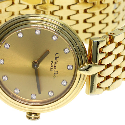 CHRISTIAN DIOR クリスチャンディオール D68-150 ラウンドフェイス 腕時計 GP レディース 中古