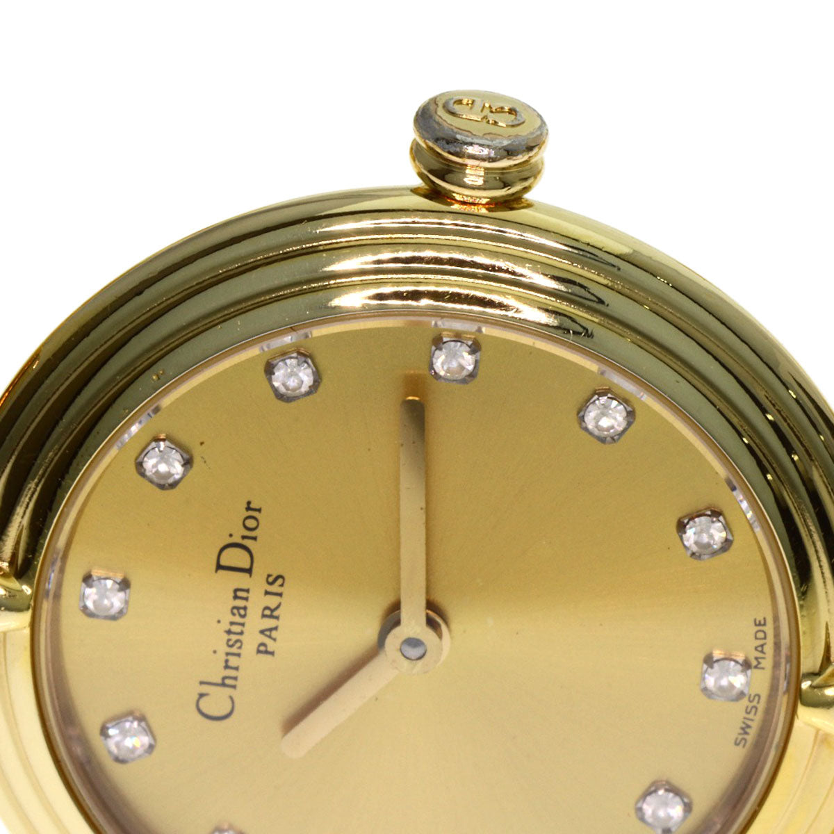 CHRISTIAN DIOR クリスチャンディオール D68-150 ラウンドフェイス 腕時計 GP レディース 中古