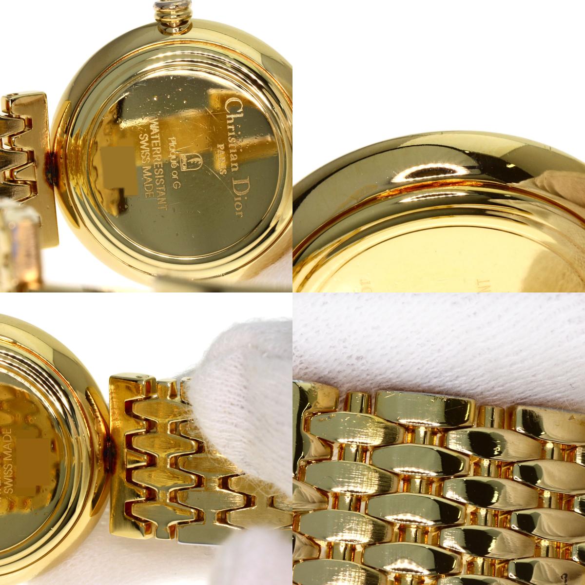 CHRISTIAN DIOR クリスチャンディオール D68-150 ラウンドフェイス 腕時計 GP レディース 中古