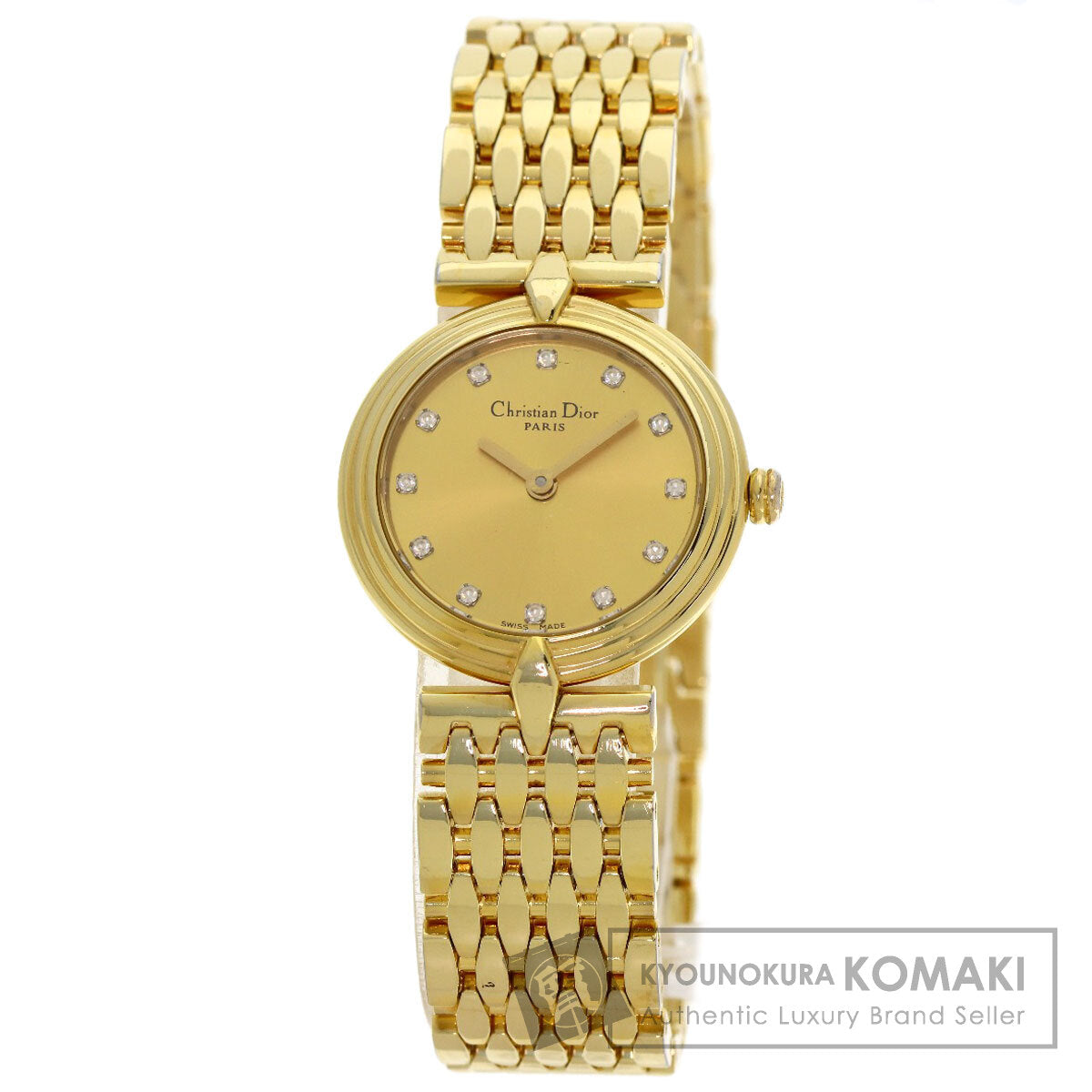 CHRISTIAN DIOR クリスチャンディオール D68-150 ラウンドフェイス 腕時計 GP レディース 中古