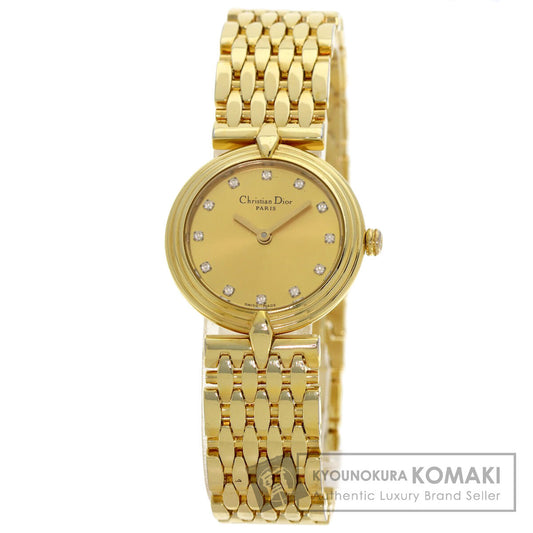 CHRISTIAN DIOR クリスチャンディオール D68-150 ラウンドフェイス 腕時計 GP レディース 中古