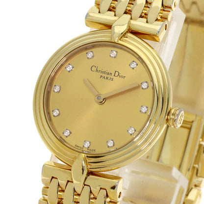 CHRISTIAN DIOR クリスチャンディオール D68-150 ラウンドフェイス 腕時計 GP レディース 中古