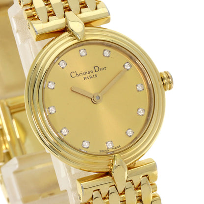 CHRISTIAN DIOR クリスチャンディオール D68-150 ラウンドフェイス 腕時計 GP レディース 中古