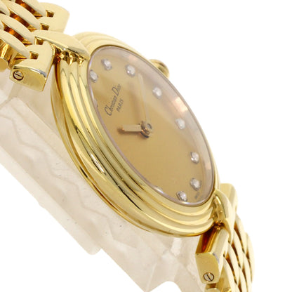CHRISTIAN DIOR クリスチャンディオール D68-150 ラウンドフェイス 腕時計 GP レディース 中古