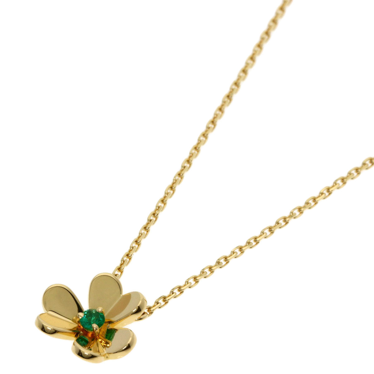 Van Cleef & Arpels ヴァンクリーフ＆アーペル フリヴォル エメラルド ミニモデル ネックレス K18YG レディース 中古