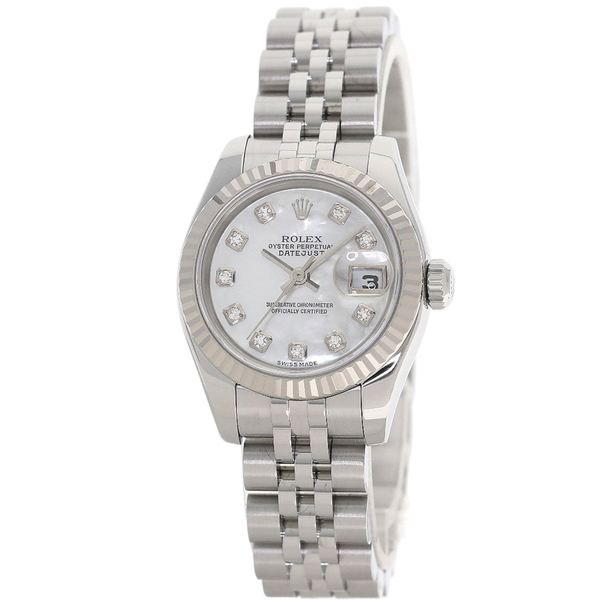 ROLEX ロレックス 179174NG デイトジャスト 10P ダイヤモンド 腕時計 SS レディース 中古