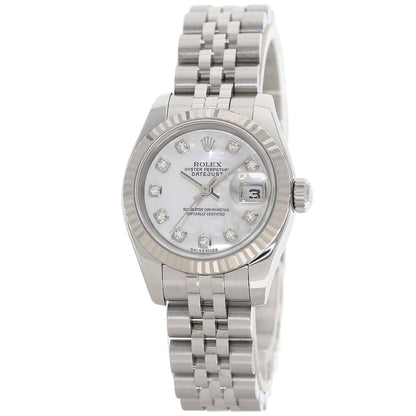 ROLEX ロレックス 179174NG デイトジャスト 10P ダイヤモンド 腕時計 SS レディース 中古