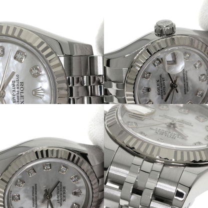 ROLEX ロレックス 179174NG デイトジャスト 10P ダイヤモンド 腕時計 SS レディース 中古