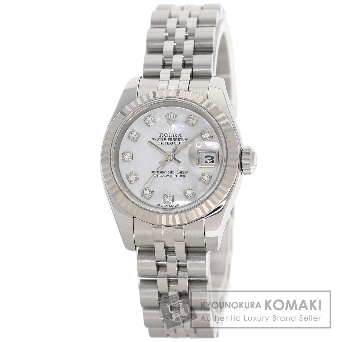 ROLEX ロレックス 179174NG デイトジャスト 10P ダイヤモンド 腕時計 SS レディース 中古