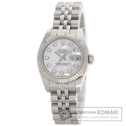 ROLEX ロレックス 179174NG デイトジャスト 10P ダイヤモンド 腕時計 SS レディース 中古