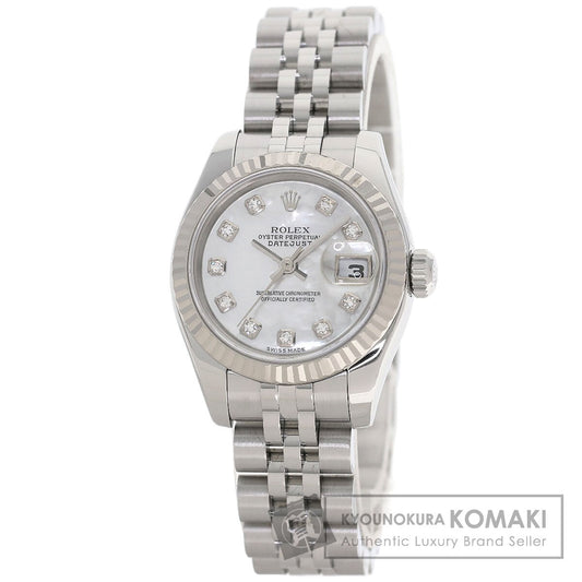 ROLEX ロレックス 179174NG デイトジャスト 10P ダイヤモンド 腕時計 SS レディース 中古