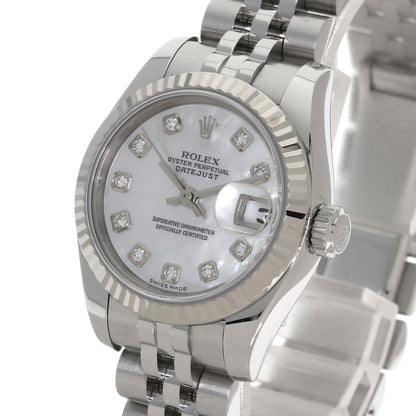 ROLEX ロレックス 179174NG デイトジャスト 10P ダイヤモンド 腕時計 SS レディース 中古
