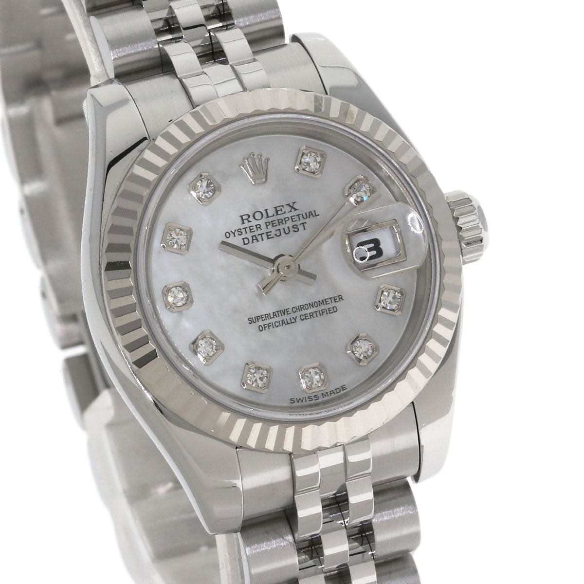 ROLEX ロレックス 179174NG デイトジャスト 10P ダイヤモンド 腕時計 SS レディース 中古