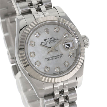 ROLEX ロレックス 179174NG デイトジャスト 10P ダイヤモンド 腕時計 SS レディース 中古