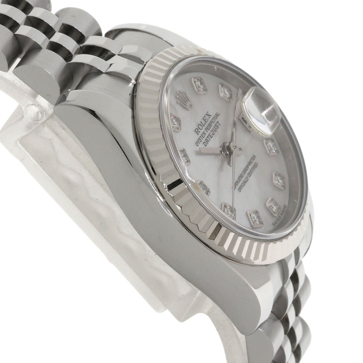 ROLEX ロレックス 179174NG デイトジャスト 10P ダイヤモンド 腕時計 SS レディース 中古