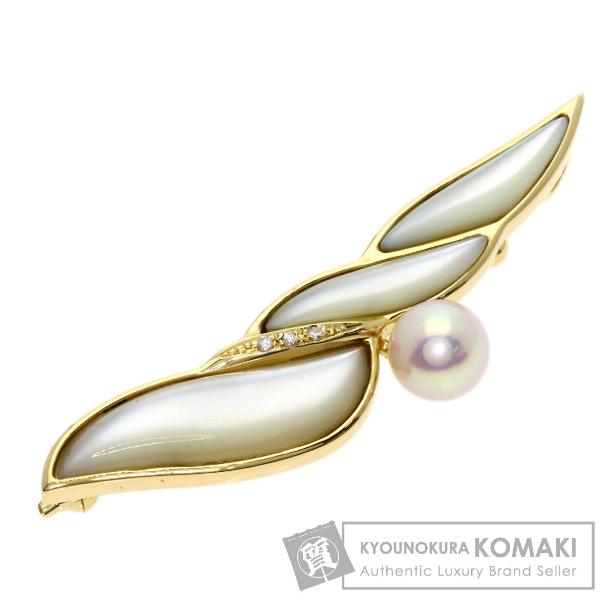 タサキ パール 真珠 ダイヤモンド シェル ブローチ 中古 商品画像1