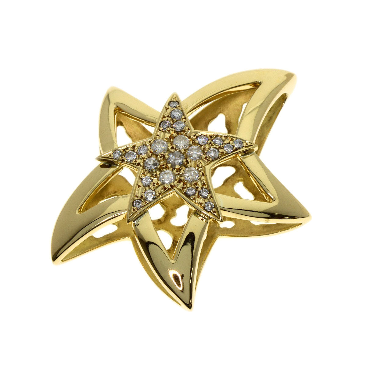 SELECT JEWELRY セレクトジュエリー スターモチーフ ダイヤモンド ペンダントトップ K18YG レディース 中古