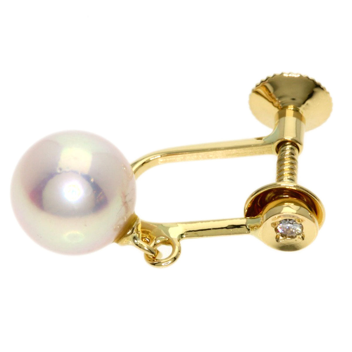 MIKIMOTO ミキモト パール 真珠 ダイヤモンド イヤリング K18YG レディース 中古