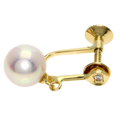 MIKIMOTO ミキモト パール 真珠 ダイヤモンド イヤリング K18YG レディース 中古