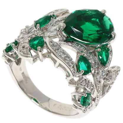 SELECT JEWELRY セレクトジュエリー 合成エメラルド ダイヤモンド リング・指輪 K18WG レディース 中古