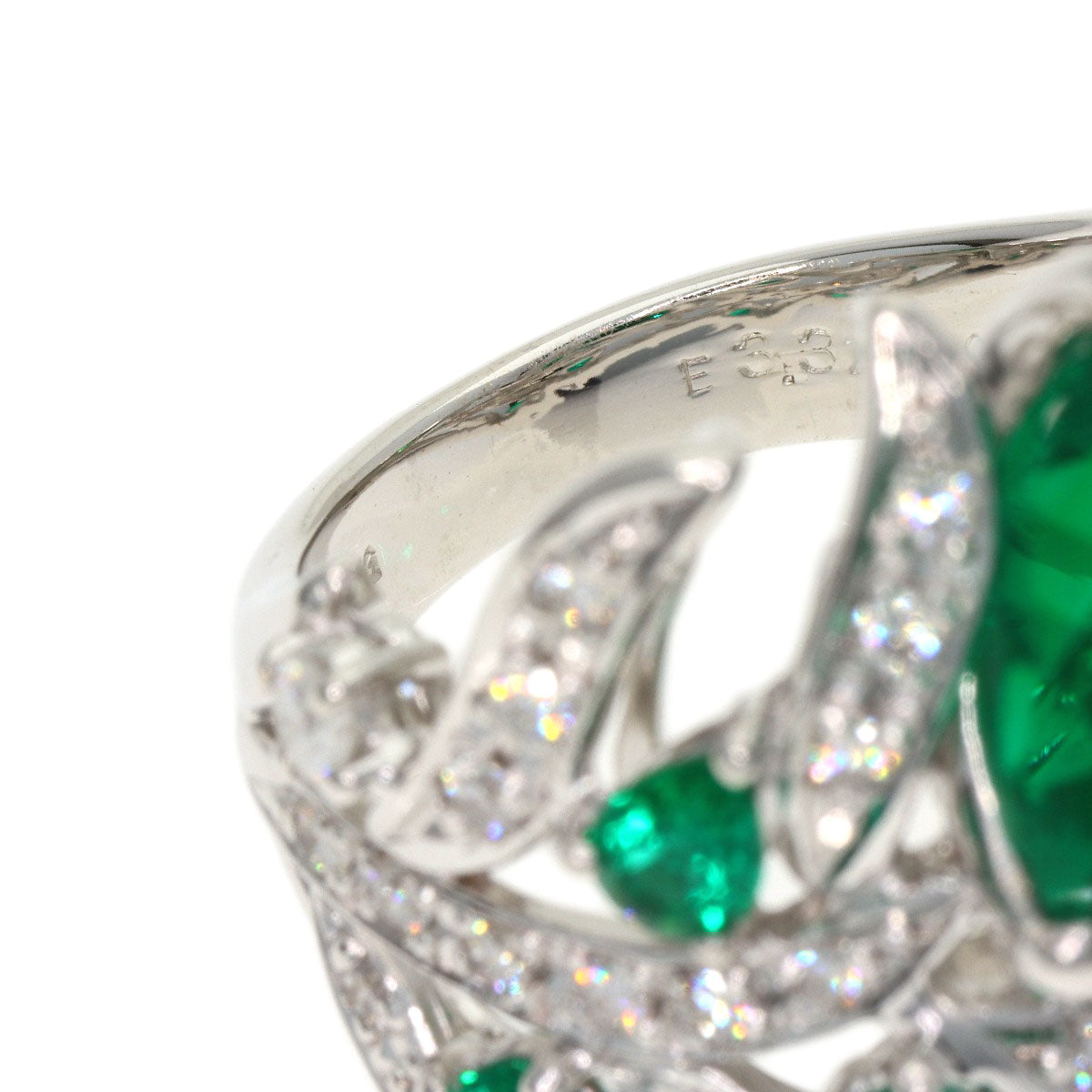 SELECT JEWELRY セレクトジュエリー 合成エメラルド ダイヤモンド リング・指輪 K18WG レディース 中古