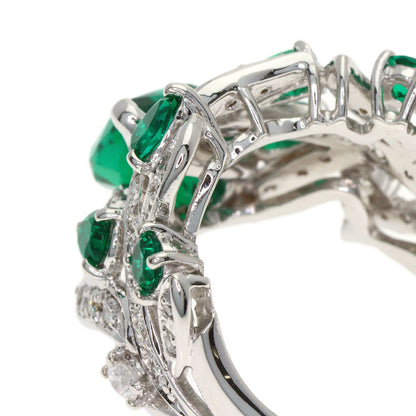SELECT JEWELRY セレクトジュエリー 合成エメラルド ダイヤモンド リング・指輪 K18WG レディース 中古