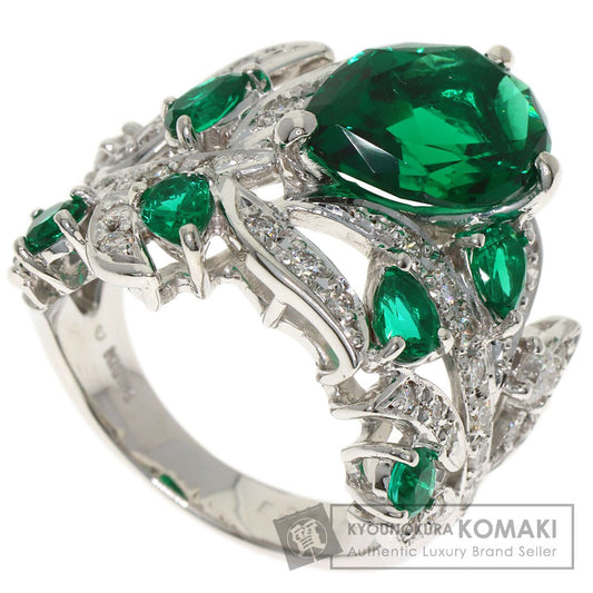 SELECT JEWELRY セレクトジュエリー 合成エメラルド ダイヤモンド リング・指輪 K18WG レディース 中古