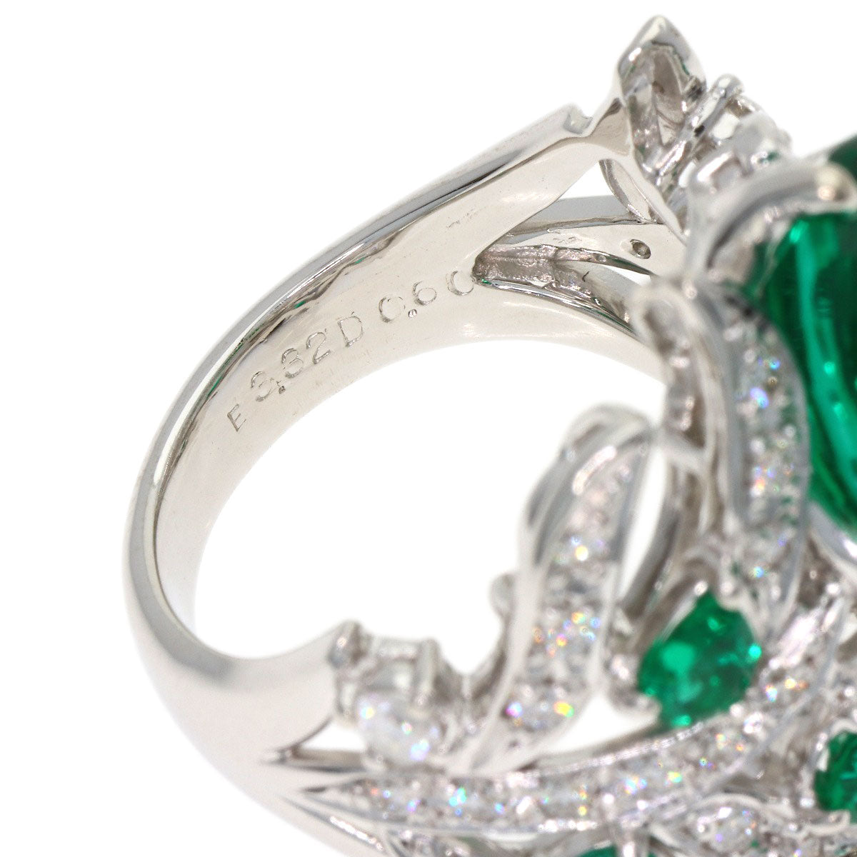 SELECT JEWELRY セレクトジュエリー 合成エメラルド ダイヤモンド リング・指輪 K18WG レディース 中古